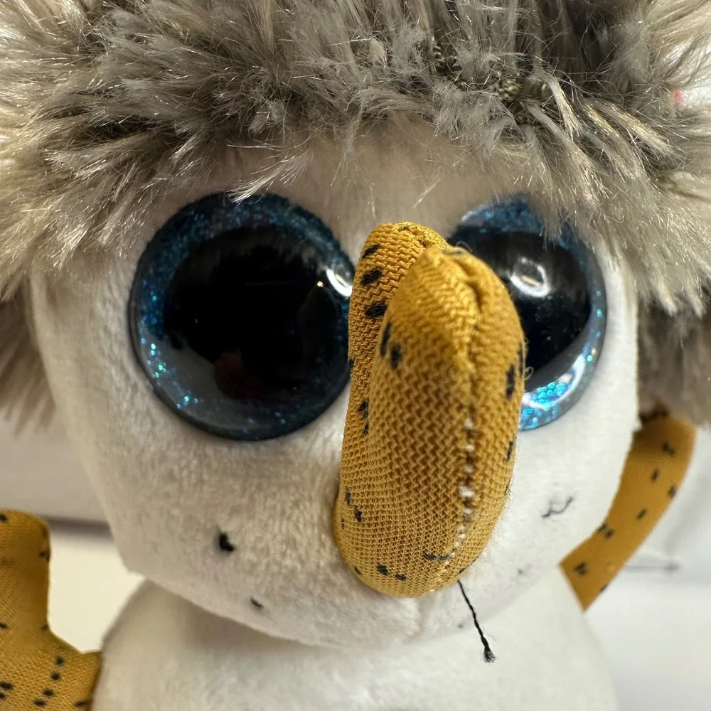 Ty Beanie Boos‎ Buttons the Snowman Plush Red Sparkle Hat Blue Glitter Eyes 6in